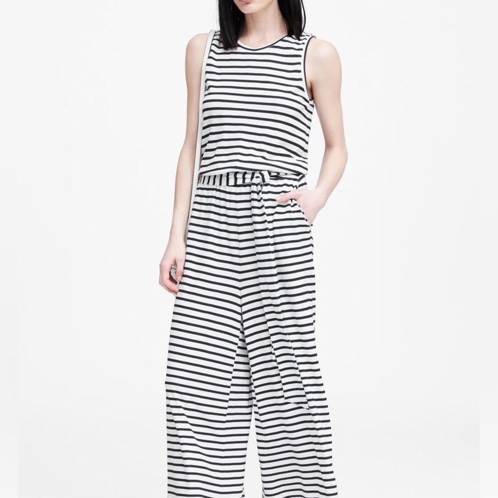 Banana Republic Jersey Knit Striped Jumpsuit
